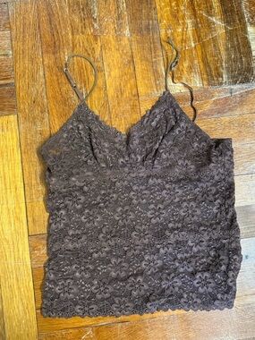 Women's Brown Lace Camisole Tank Top